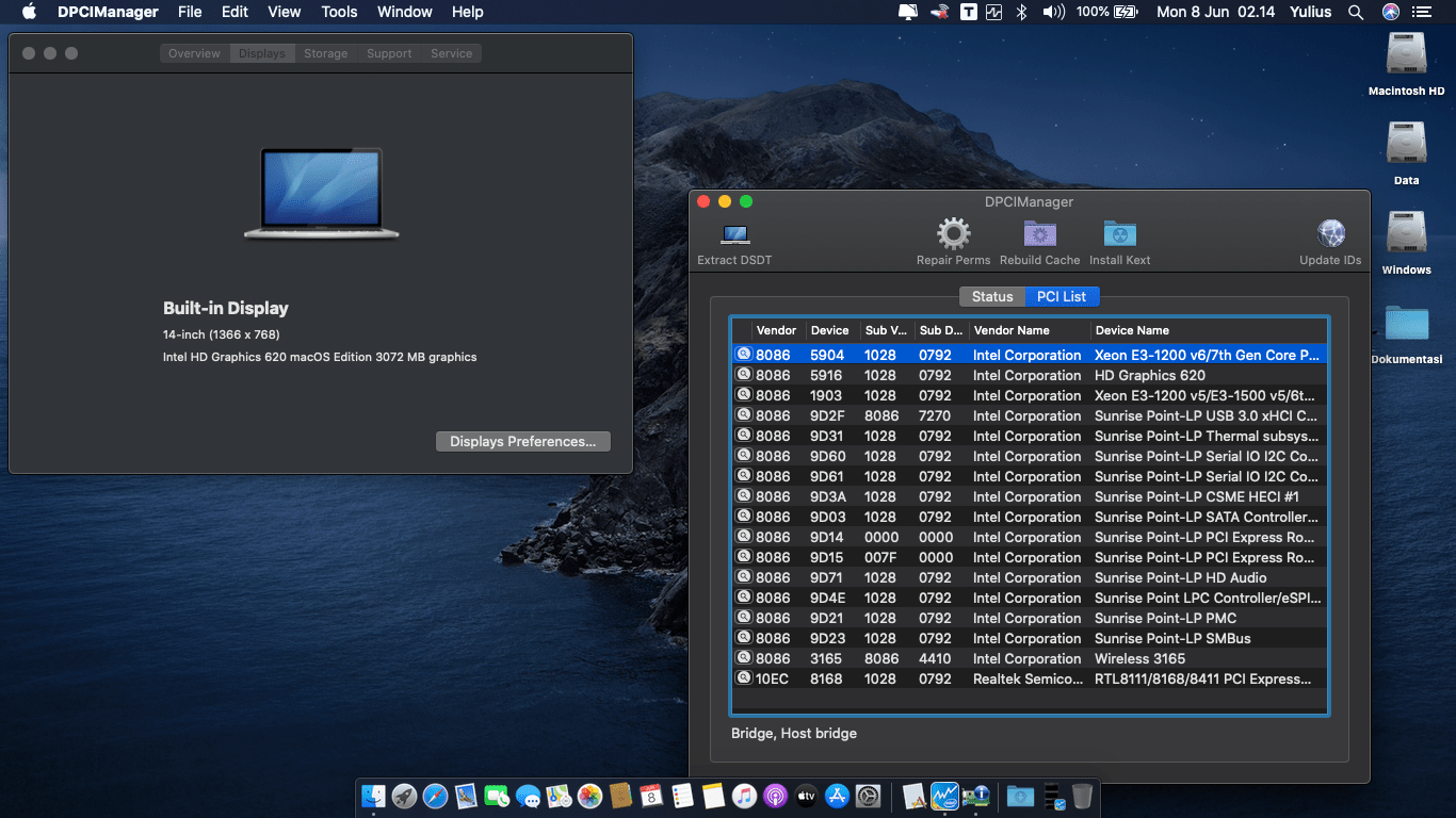 Dell  Vostro 14 3468 [KabyLake   Intel HD 620] 2